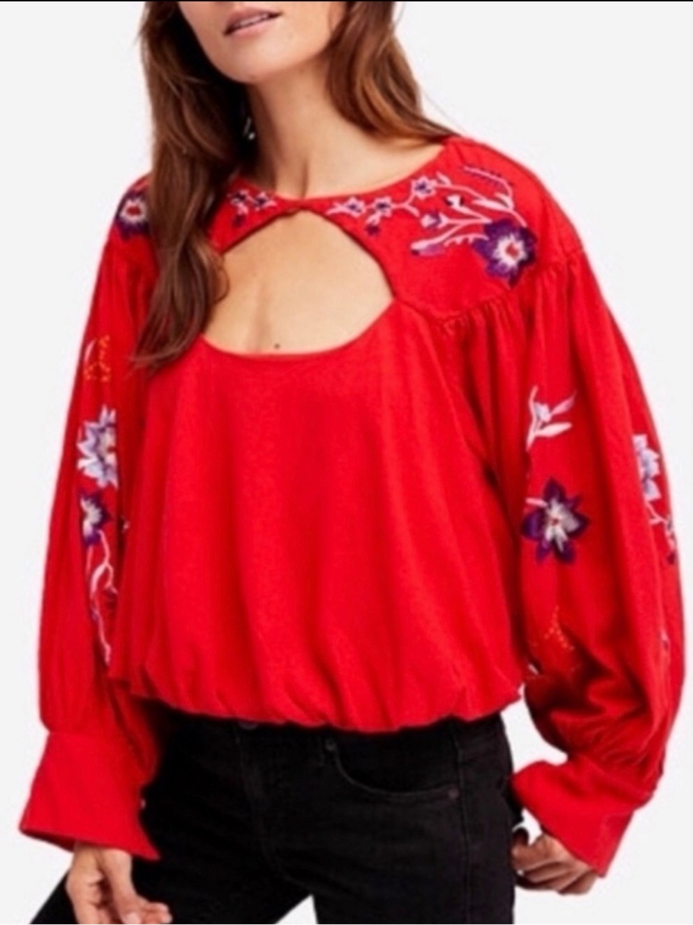 Free People Lita Embroidered Blouse Size Small
